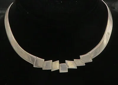 MEXICO 925 Sterling Silver - Vintage Smooth Modernist Collar Necklace - NE2632 • $125.99