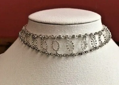 Vintage Vendome Multiple Rhinestone Ladder Style Choker Necklace Silver Tone • $129.99