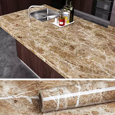 Brown Marble Contact Paper Peel And Stick Countertop Granite Wallpaper • $16.24