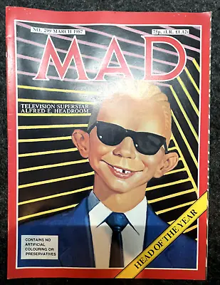 Vintage March 1987 Mad Magazine Comic Max Headroom Cover Vgc For Age • $6.21