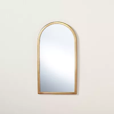 Arched 8  X 16  Metal Frame Wall Mirror Brass Finish - Hearth & Hand With • $25.99