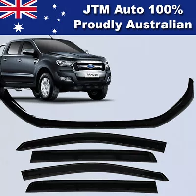 Bonnet Protector + Window Visors Weather Shields To Suit Ford Ranger 2015-2018 • $129