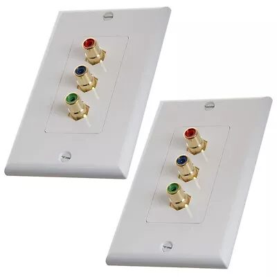 2x 3-RCA RGB Component Audio Video AV Wall Face Plate Gold Socket Outlet White • $21.02