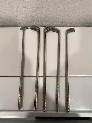 Vintage Silver Plated Cocktail Stir Sticks Golf Club Set Of 5 - Swizzle • $20