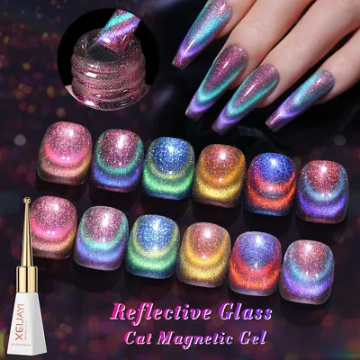 XEIJAYI Rainbow Holographic Reflective Grass Magnetic UV Gel Nail Polish Soakoff • $3.99