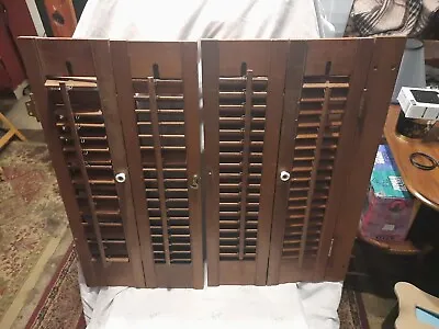 Vtg Wood Wooden Folding Louver Interior Window Shutters Salvage Shabby Rustic • $50