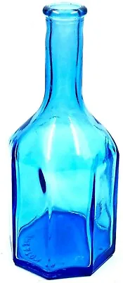 Vintage Wheaton NJ Bottle Bright Blue Glass 8 Sided Octagon Shape 5.5  Tall • $16.95