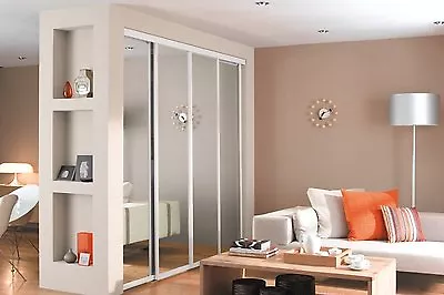 Sliding Wardrobe Doorset. Silver Frame Mirror X 4 & Storage. Up To 2997mm Wide • £519.99