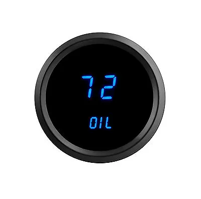 Universal 2 1/16  Digital Oil Pressure Gauge Blue LEDs Black Bezel USA Made • $51.06