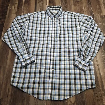 Wrangler Shirt Mens Large Blue Riata Plaid Long Sleeve Button Up Cowboy  • $16.87