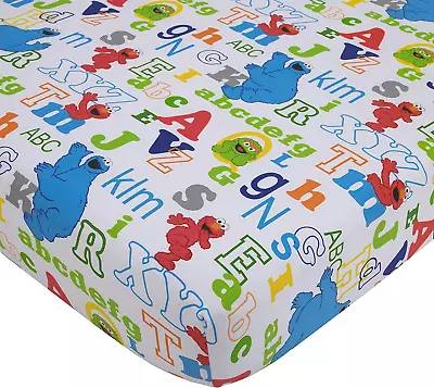 Sesame Street Fitted Crib Sheet 28  X 52  White  • $33.25