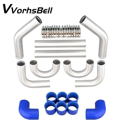 3  76mm Universal Turbo Intercooler Pipe Kit Aluminum + Blue Silicone Hose Clamp • $198.85