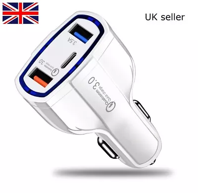Car USB Charger Fast Charge All Phones & Tablets In Cars/trucks 12v/24v Same Day • £5.49