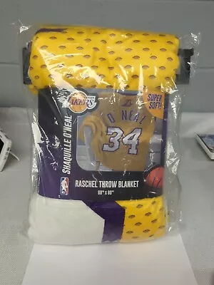 Raschel Throw Blanket LA Lakers 60 IN X 80 IN 100 % POLYESTER Jersey Look  • $30