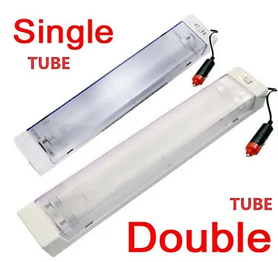 Single Double 12v 8w  Fluorescent Tube Light Interior Strip Caravan Cabin Work  • £9.79