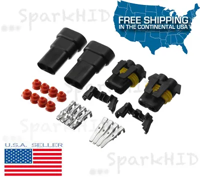 Set Of HB4 9006 Female & Male REPLACEMENT Lamp Connector HID LED W/ Terminals GM • $11.49