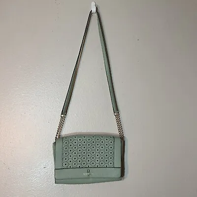 Kate Spade New York Mint Green Perforated Leather Crossbody Shoulder Bag Purse • $21.41