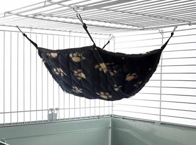 Giant Double Bunkbed Hammock For Ferret Chinchilla Bed Toy House Black Paw Print • £7.99