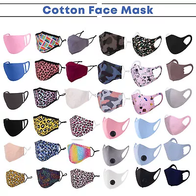 Face Mask 100% Cotton Washable Reusable Filter Pocket Unisex • £0.99