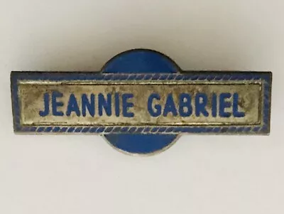 Jeannie Gabriel Bowling Club Name Tag Badge Pin Rare Vintage (H4) • $9.99