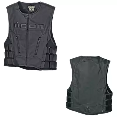 New Icon Regulator D3O Street Motorcycle Black Leather Vest - Pick Size • $185