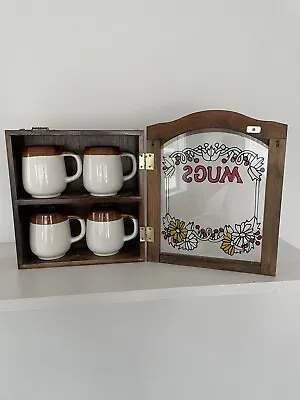 Vtg MUGS Rack Cabinet Curio Stained Glass Wall Hanging Retro MCM Coffee Tea • $57.50