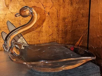 Duncan Miller Vintage Art Glass Figurine Swan Trinket Dish • $10