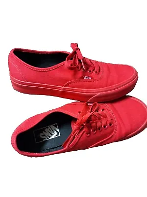 Vans Shoes All Red Canvas Lace Up Low Top Sneakers Model TB4R Men 7  Women 8.5 • $19.99