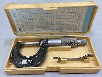 Mitutoyo Thread Micrometer 0-1  .001” Increments NO. 202-201 With Case & Manual • $62.04