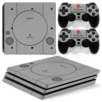 $10.22 • Buy PS1 Retro Playstation PS4 Pro Decal Wrap Skin Sticker Console &2 Controllers SET