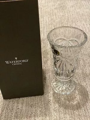 WATERFORD Lead Crystal HAPPY ANNIVERSARY Heart Bow Pattern 7  Stem Vase - New • $39.99