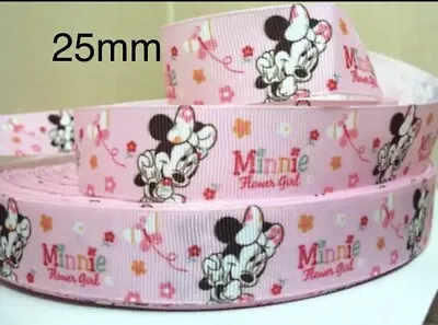 Minnie Mouse Cartoon Character Grosgrain Ribbon 25mm Great For Bows & More UK • £2.20