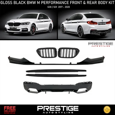 £349.99 • Buy Bmw G30 G31 M Sport Bodykit Gloss Black Front Lip 5 Series Bodykit Side Skirt