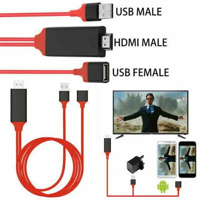 1080P MHL USB To HDMI Cable Phone To TV HDTV Adapter For IPhone/Android/Samsung • £10.19