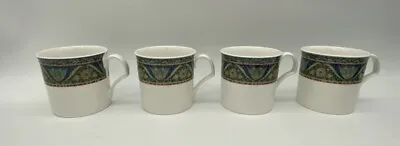 Set Of 4 Mikasa San Marco Flat Coffee Tea Cup Pretty Mosaic Design Durable  • $26.99