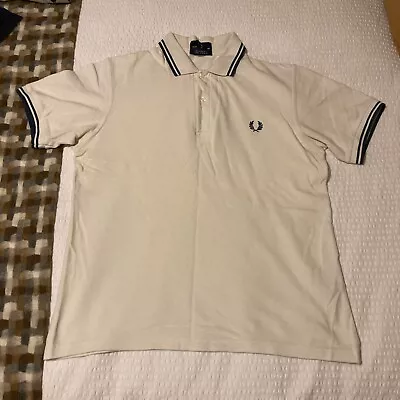 Men’s Fred Perry Cream Polo Shirt Size 38 Made In England • £14.99