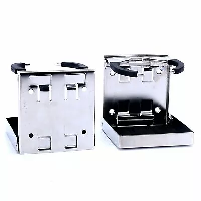 2 Pack Stainless Sport Adjustable Folding Drink Holder Marine/Boat/Caravan/Car • $35.99