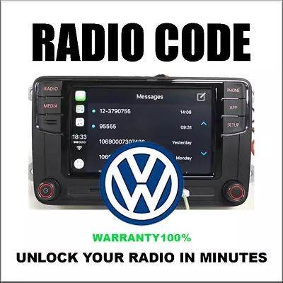 Radio Codes Stereo Unlock Vw Pincode Decoding Rcd510 500 Rns 315 36 Fast Service • $5.99