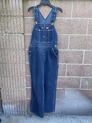 VTG Dickies Overalls Mens 34x32 Blue Jeans Distressed Carpenter Work Wear Y2k • $39.95