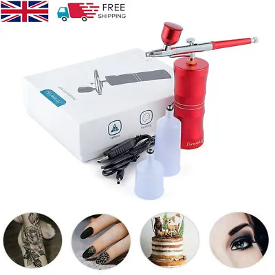 0.4mm Airbrush Compressor Kit Rechargeable Nail Art Tattoo Cake Paint Spray Gun • £20.99