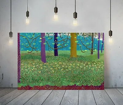 £64.99 • Buy Hockney Style 3-  Framed Canvas Artist Wall Art Paper Picture Print- Forest