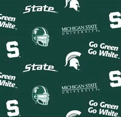 Michigan State Spartans Allover Print MSU Cotton Fabric By The 1/41/2Yard 43  • $15.99