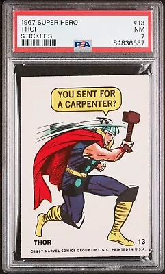 1967 Marvel Super Heros Philadelphia Gum THOR  Sticker #13. PSA 7 • $75