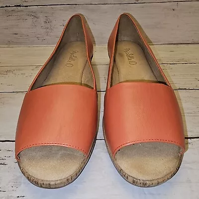 Michelle D Shoes Womens 8.5 M Coral Ellena Slip On Leather Open Toe Cork Wedge • $17.99