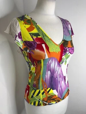 £17 • Buy VTG 90s Christian Lacroix Bazar Jersey Top UK 8 10 VGC Pattern Print Y2K Stretch