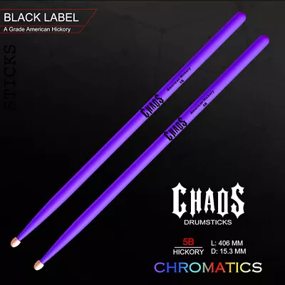 Drum Sticks Chaos 5b Drumsticks – Chromatics Purple Drum Sticks American Hickory • $25