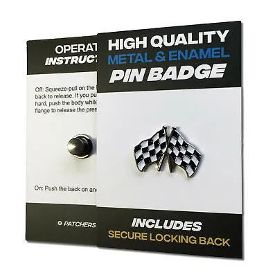 Chequered Flags High Quality Metal & Enamel Pin Badge With Secure Locking Back • £4.50