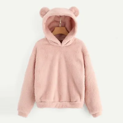 $23.29 • Buy Cute Women's Long Sleeve Fleece Sweatshirt Warm Bear Shape Fuzzy Hoodie Pullover