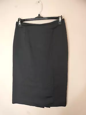 Melinda Eng Women's 4 Black Silk Pencil Skirt Pleat Back Detail Designer USA • $19.99