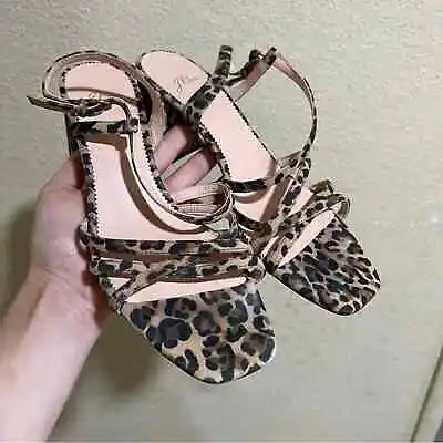 J. Crew Odette Leopard Suede Asymmetric Heeled Sandal Size 9 • $22.50